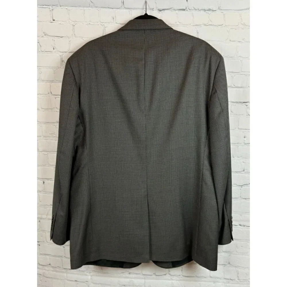 STAFFORD gray check houndstooth 100% wool mens suit jacket size 44R